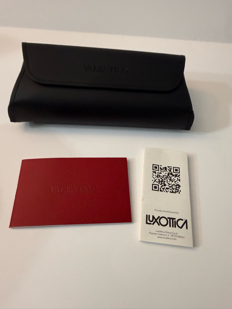 Valentino Black Sunglasses Case With Red Booklet And White Card